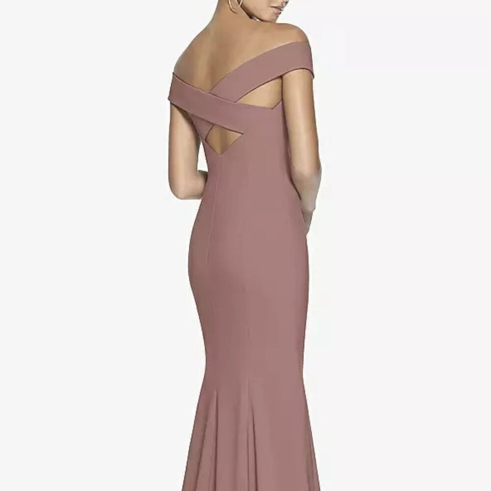 Dessy Collection Off-The-Shoulder Criss Cross Back Trumpet Gown 20 Sample